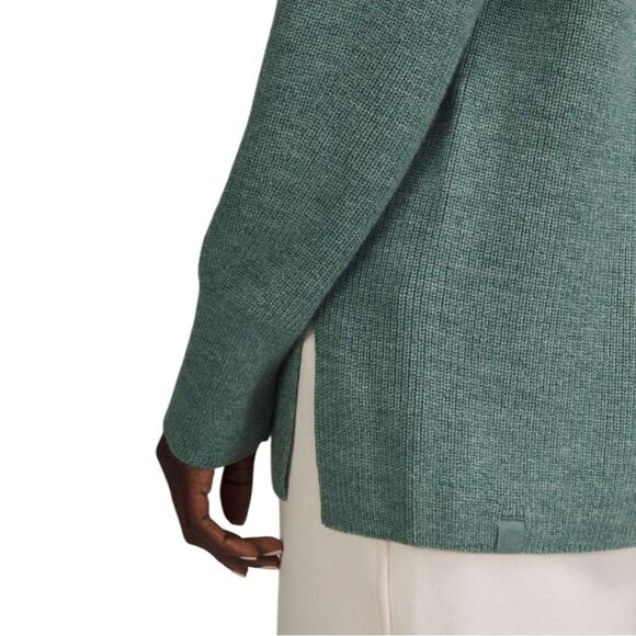 Lululemon Merino Wool-Blend Ribbed Crewneck Sweater in
Heathered Tidewater Teal - Picture 3 of 9